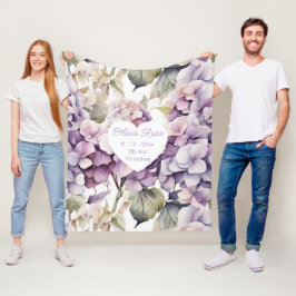 Cobertor De Velo Hortênsias em aquarela rosa elegante roxo 