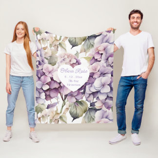 Cobertor De Velo Hortênsias em aquarela rosa elegante roxo