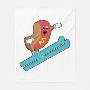 Cobertor De Velo Hotdog como saltador de Esqui com Ski.PNG