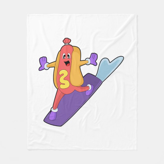Cobertor De Velo Hotdog como Snowboarder com Sonowboard (Frente)