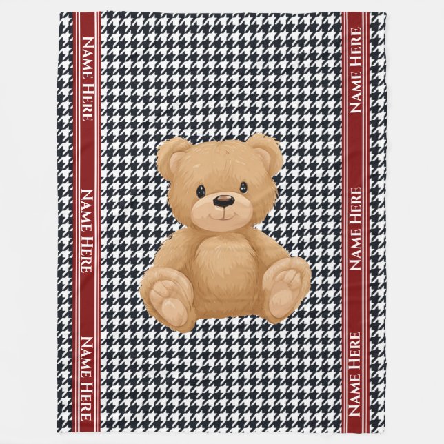 Cobertor De Velo Houndstooth Bear Home (Frente)
