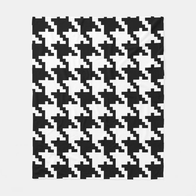 Cobertor De Velo Houndstooth preto e branco (Frente)