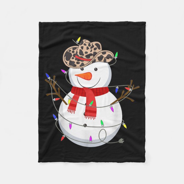 Cobertor De Velo Howdy Snowman Funny Cowboy Hat Western Christmas 2 (Frente)
