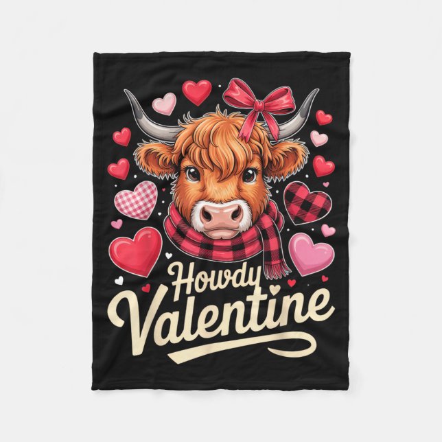 Cobertor De Velo Howdy Valentine Cow Love Outfit For Couples And Af (Frente)