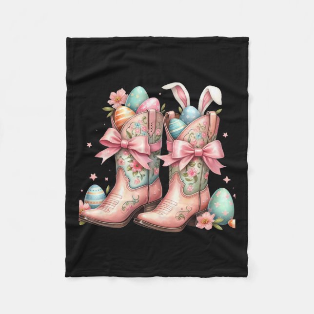 Cobertor De Velo Howdy Western Easter Bunny Coquette Cowboy Boots E (Frente)