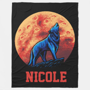 Cobertor De Velo Howling Wolf com Lua de Sangue