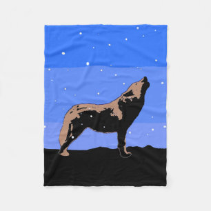 Cobertor De Velo Howling Wolf no inverno - Arte original sobre a vi