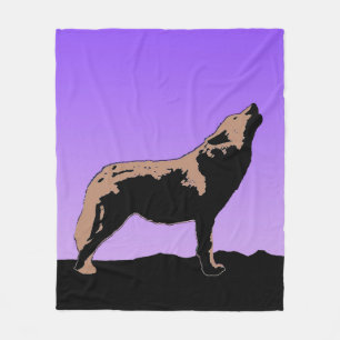 Cobertor De Velo Howling Wolf no Sunset - Arte Original da Vida Sel