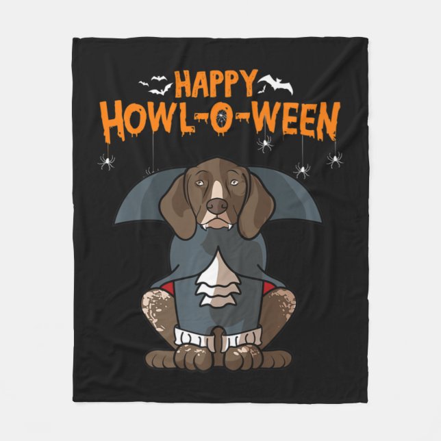 Cobertor De Velo Howloween German Shorthired Dog Halloween (Frente)