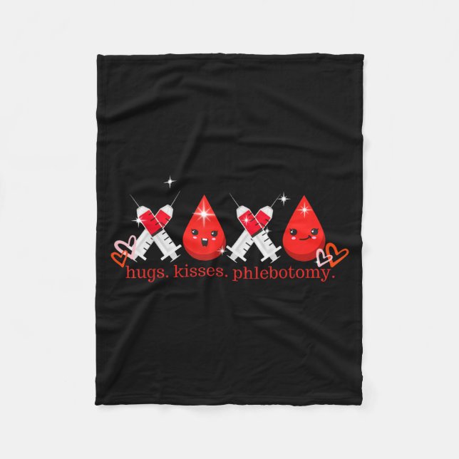 Cobertor De Velo Hugs Kiss Phlebotomy Valentines Phlebotomist Lab T (Frente)