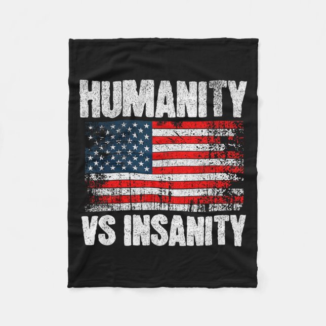 Cobertor De Velo Humanity Versus Insanity Distressed American Flag  (Frente)