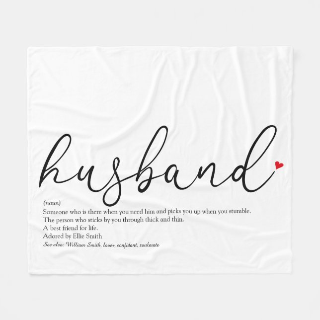 Cobertor De Velo Husband Script Red Love Heart Definition (Frente (Horizontal))