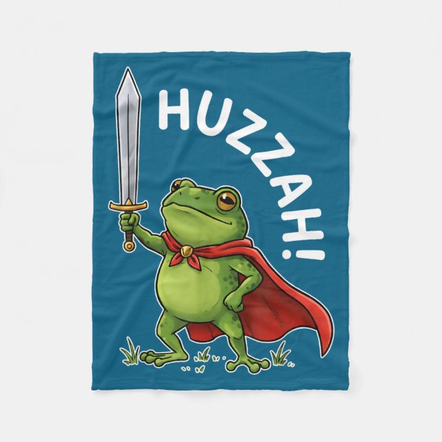 Cobertor De Velo Huzzah Frog Knight Funny Sword Meme Frog Quote Men (Frente)