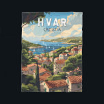 Cobertor De Velo Hvar Croácia Viagem Art Vintage<br><div class="desc">Design de viagem do vetor retrô Hvar. Hvar,  uma ilha croata no Mar Adriático,  é mais conhecida como um resort de verão. Entre os destaques da cidade portuária de Hvar estão os muros do século 13.</div>