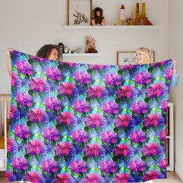 Cobertor De Velo Hydrangea Blue Rosa Floral Flor Flor Blanket