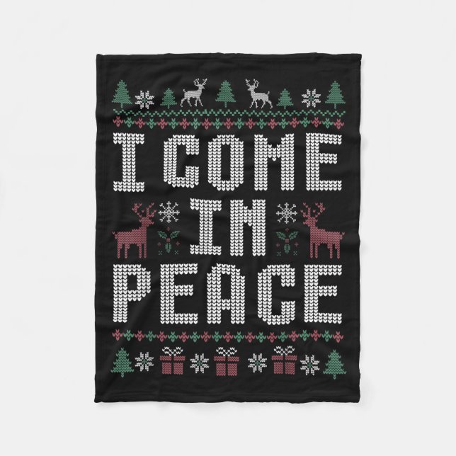 Cobertor De Velo I Come In Peace Couple Matching Ugly Christmas Swe (Frente)
