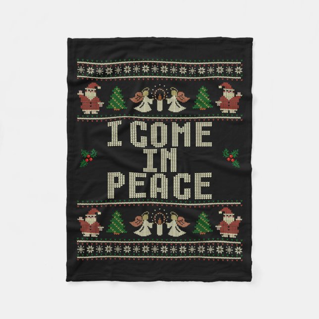 Cobertor De Velo I Come In Peace Couple Matching Ugly Christmas Swe (Frente)