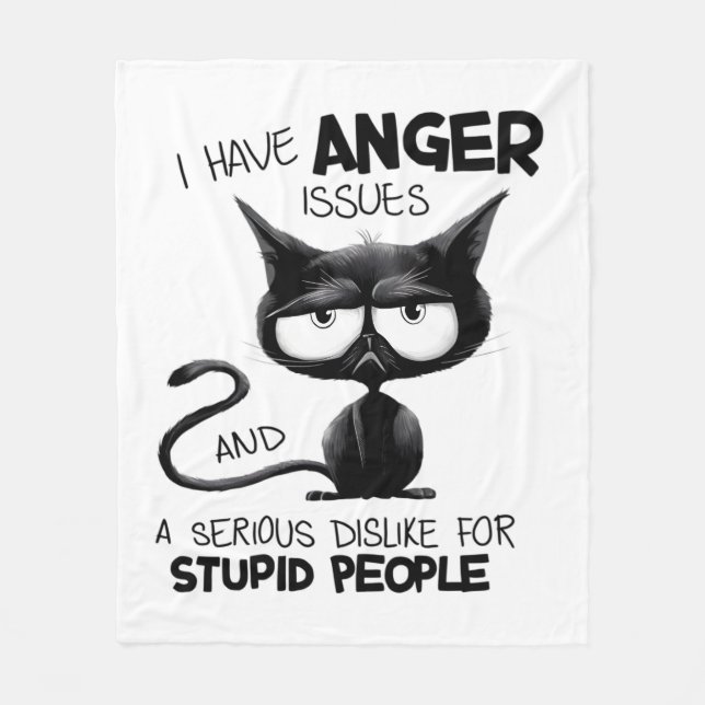 Cobertor De Velo I Have Anger Issues Funny Cat Lover Gift  (Frente)