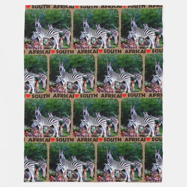 Cobertor De Velo I Heart South Africa Zebra Aloe (Frente)