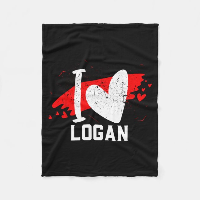 Cobertor De Velo I Love Logan I Heart Logan  (Frente)