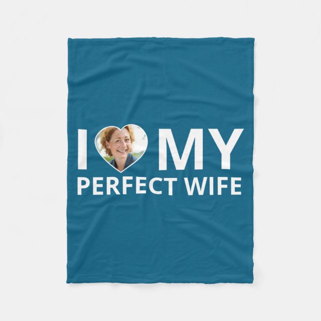 Cobertor De Velo I Love My Perfect Wife Photo Heart Funny Husband T (Frente)