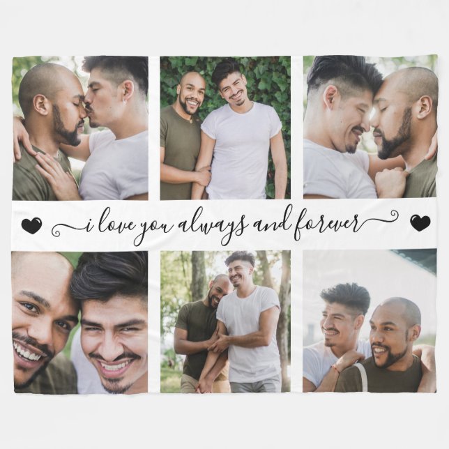 Cobertor De Velo I Love You Always & Forever Modern 6 Photo Collage (Frente (Horizontal))