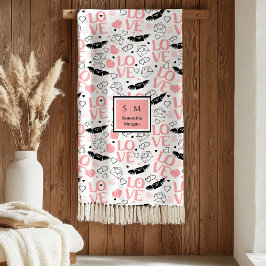 Cobertor De Velo I Love You Gift Personalized Valentine Heart Throw