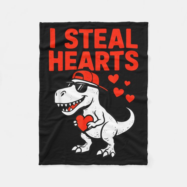 Cobertor De Velo I Steal Hearts Trex Dino Baby Boy Valentines Toddl (Frente)