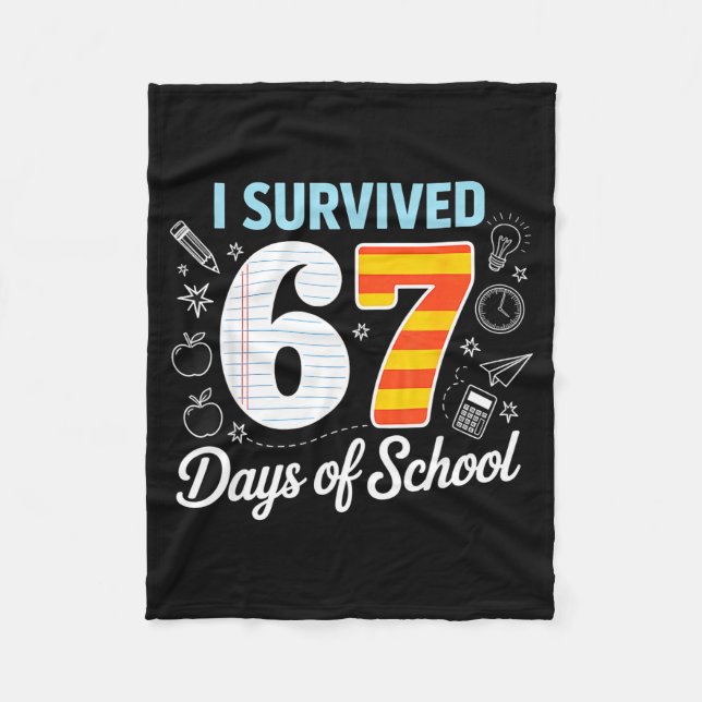 Cobertor De Velo I Survived 67 Days Of School Cl Paper Meme  (Frente)