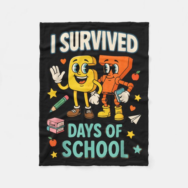 Cobertor De Velo I Survived 67 Days Of School Funny 67 Meme Teacher (Frente)