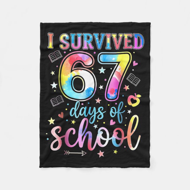Cobertor De Velo I Survived 67 Days Of School Funny 67 Meme Teacher (Frente)