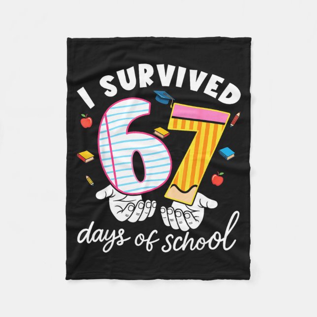 Cobertor De Velo I Survived 67 Days Of School Funny Cool Meme Stude (Frente)