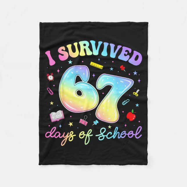 Cobertor De Velo I Survived 67 Days Of School Funny Meme Teacher St (Frente)