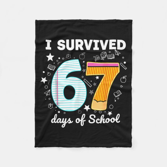 Cobertor De Velo I Survived 67 Days Of School Funny Meme Teacher St (Frente)