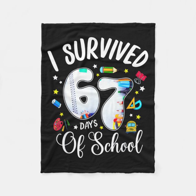 Cobertor De Velo I Survived 67 Days Of School Funny Meme Teacher St (Frente)