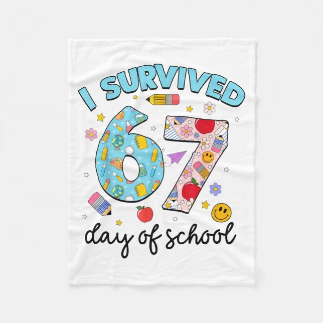 Cobertor De Velo I Survived 67 Days Of School Funny Meme Teacher St (Frente)