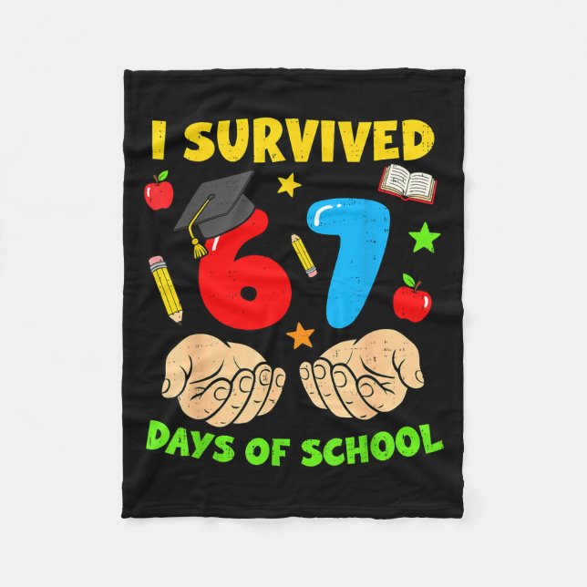 Cobertor De Velo I Survived 67 Days Of School Six Seven Meme Studen (Frente)