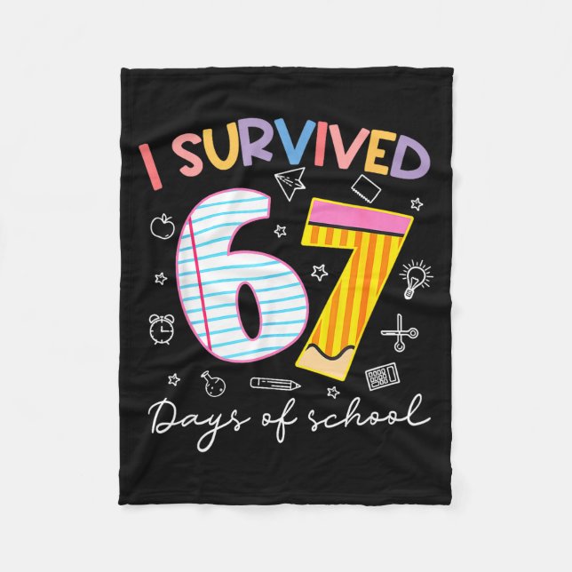 Cobertor De Velo I Survived 67 Days Of School Six Seven Meme Teache (Frente)