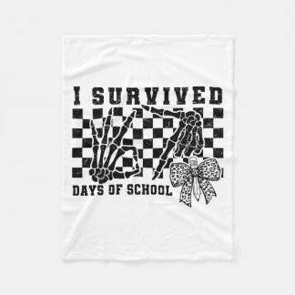 Cobertor De Velo I Survived 67 Days Of School Skeleton Hand Sign Bo