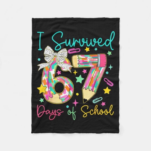 Cobertor De Velo I Survived 67 Six Seven Days Of School Meme Teache (Frente)