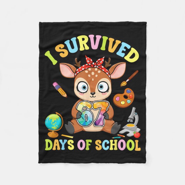 Cobertor De Velo I Survived Six Seven Days Of School Cute Deer Stud (Frente)