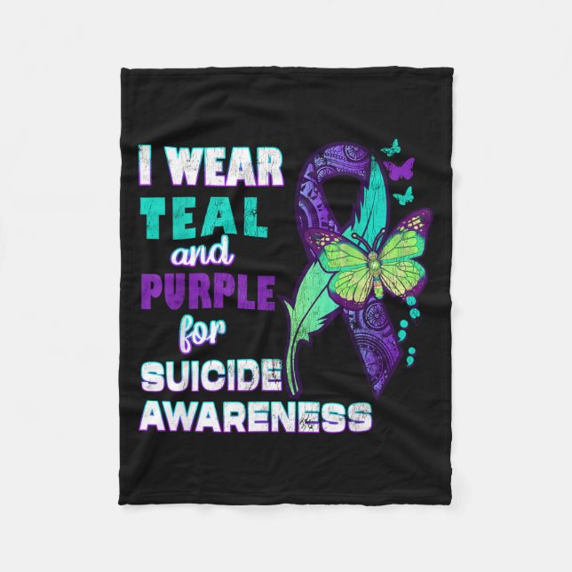Cobertor De Velo I Wear Teal Purple For Suicide Awareness You Women (Frente)