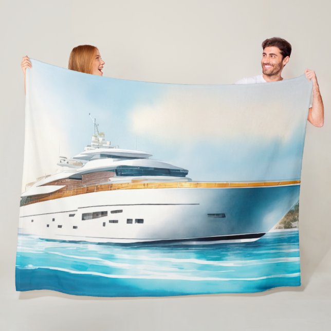 Cobertor De Velo Iate pintado com aquarela na água azul (In Situ)