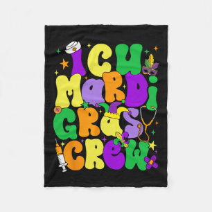 Cobertor De Velo Icu Mardi Gras Crew Enfermeira Enfermeira Funny Ca