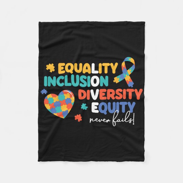 Cobertor De Velo Igualdade Inclusão Diversidade Quebra-cabeça Autis (Frente)
