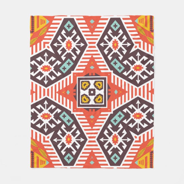 Cobertor De Velo Ikat Aztec: Textura em striping étnico (Frente)