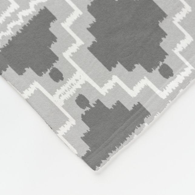 Cobertor De Velo Ikat Aztec Tribal - Cinza escuro e claro (Quina)