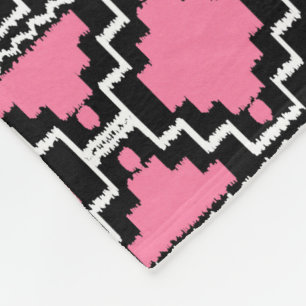 Cobertor De Velo Ikat Aztec Tribal - Fuchsia Rosa, Preto e Branco