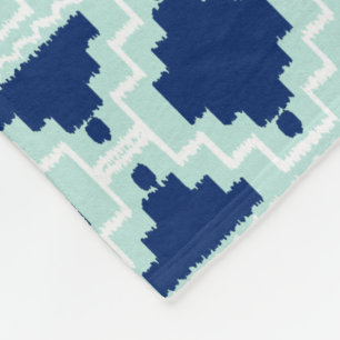 Cobertor De Velo Ikat Aztec Tribal - Indigo e azul claro