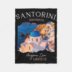 Cobertor De Velo Ilha grega Santorini Grécia Oia Village Blue Chu